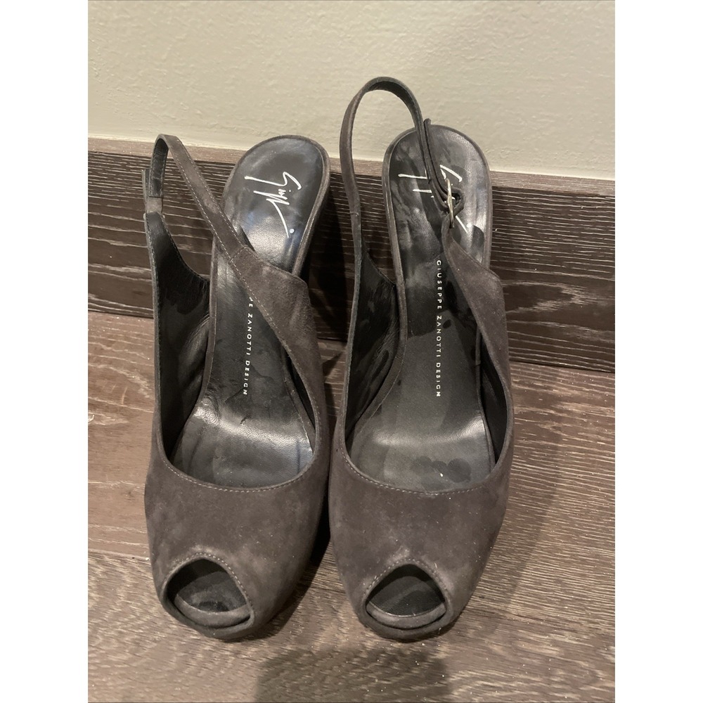 Giuseppe Zanotti Women's High Heel Shoes US Size 39.5 Open Toe Black Suede